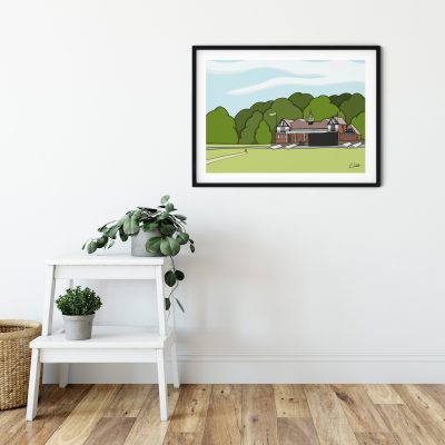 Queen's Park Cricket Pavilion Chesterfield A3 Unframed Print