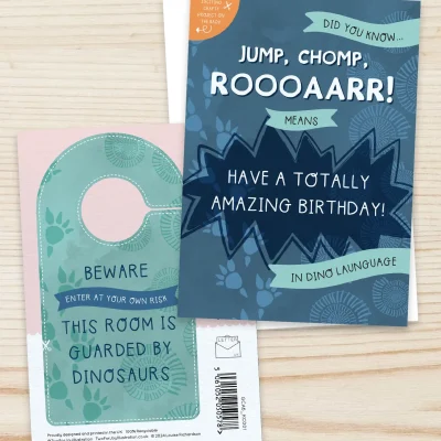 Jump Chomp Roar Crafty Birthday Card