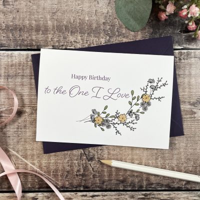 Happy Birthday To The One I Love Wooden Illustrated Card