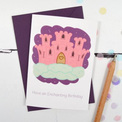 Sky Castle Wooden Element Birthday Card
