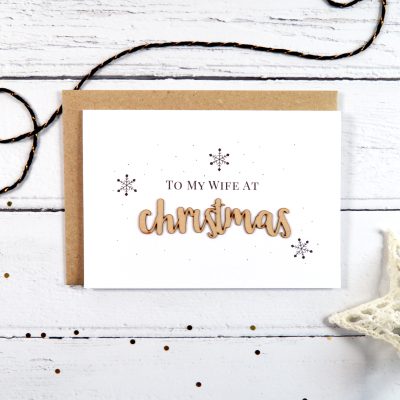 To My Wife At Christmas Wooden Word Card
