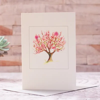 Apple Blossom Card With Added Sheep's Wool