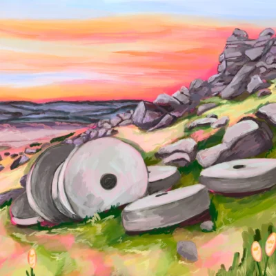 Millstones At Stanage Edge, Derbyshire A4 Unframed Print