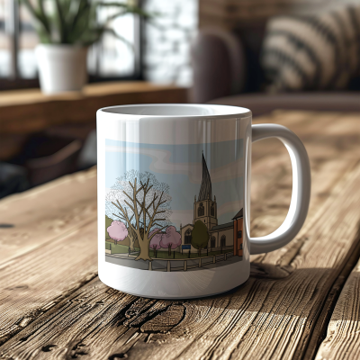 The Crooked Spire in Spring, Chesterfield Mug